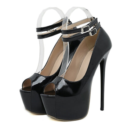 Kvinnors Pumpskor Peep Toe PU-Läder med Hög Klack-1