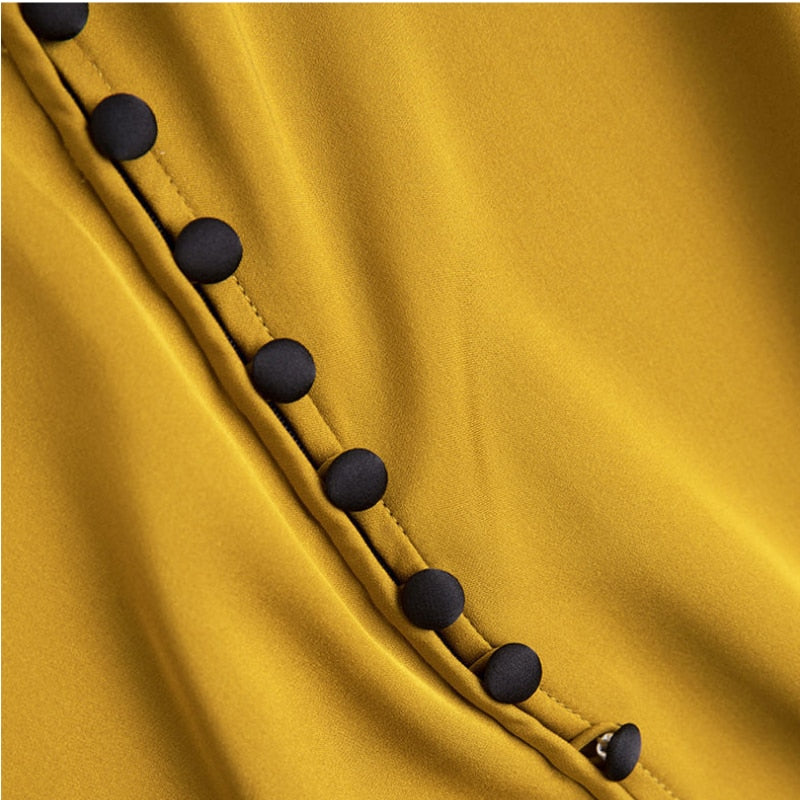Dam Blus Monokrom Enkel Design Polyester-3