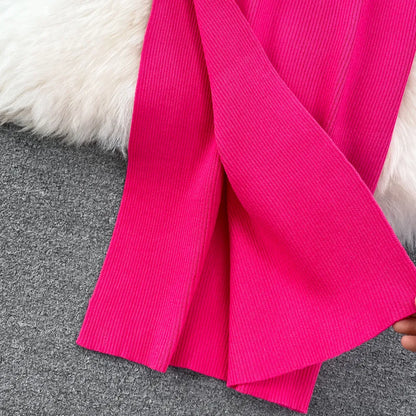 Kvinnors Halvlång Klänning Mönstrad Högkvalitativt Material-5