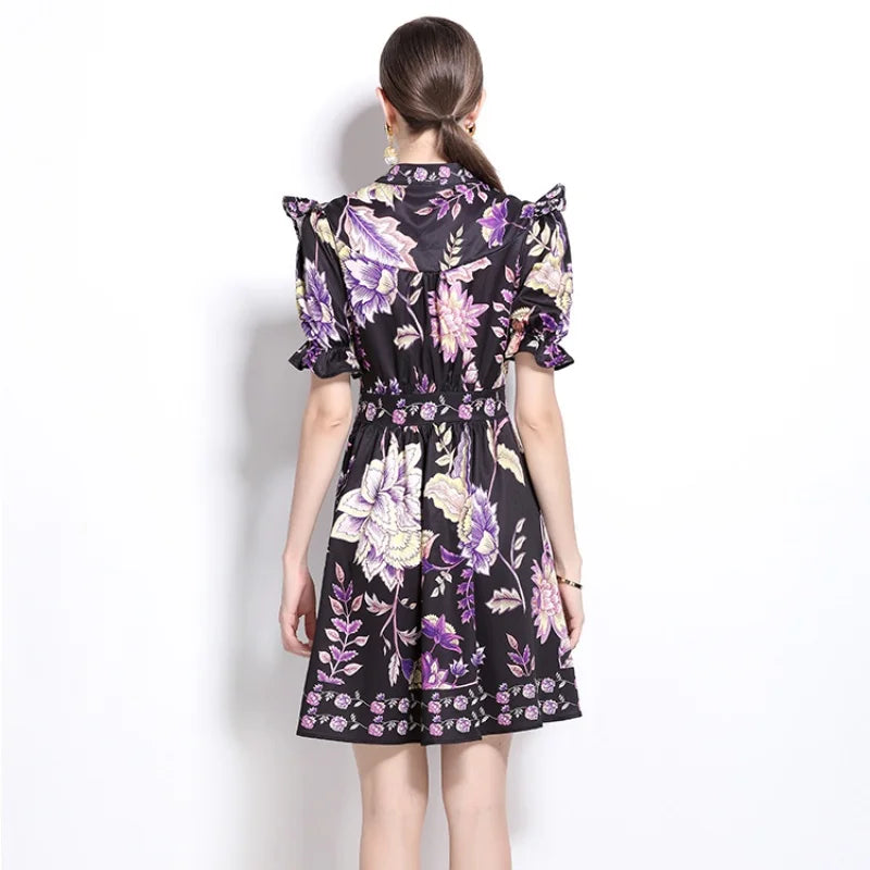 Kvinnors Miniklänning V-ringning Bomull-3