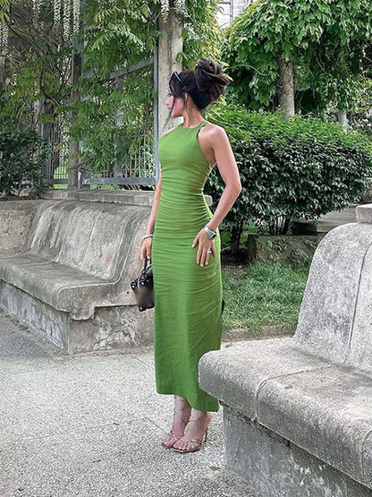 Kvinna MIDI Klänning Klassisk Silhuett Polyester-1