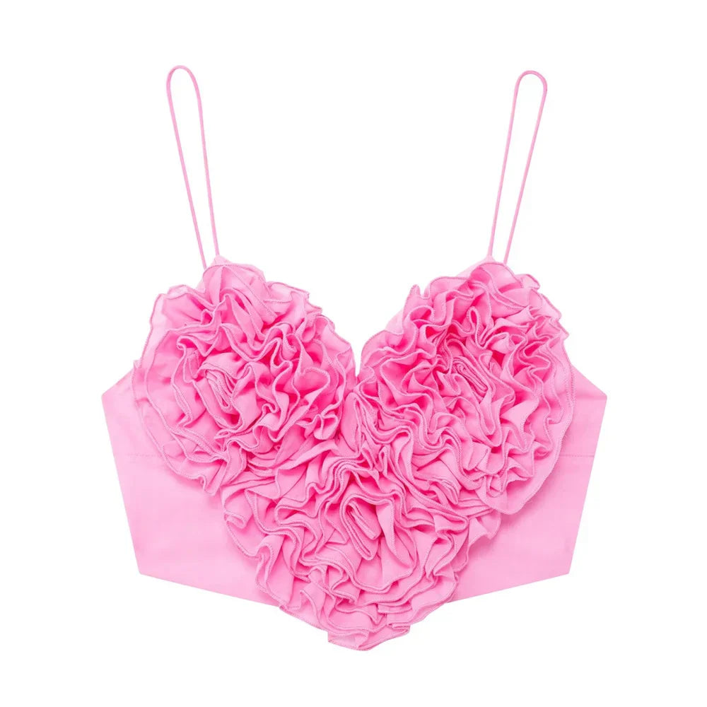 Dam Blommig Crop Top, Ärmlös och Stretchig Polyester – Slim Fit Super Kort Topp för Sommarens Festligheter 8