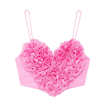 Dam Blommig Crop Top, Ärmlös och Stretchig Polyester – Slim Fit Super Kort Topp för Sommarens Festligheter 8