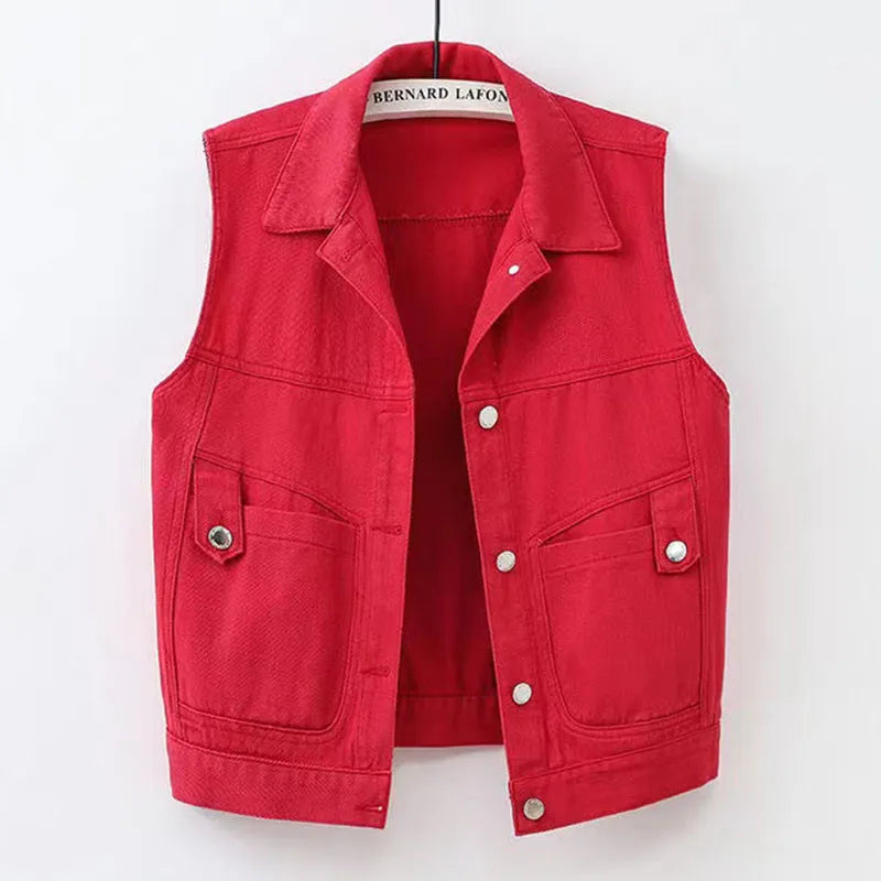 Variant image for Dam Casual Denimväst med Fickor Denim-1