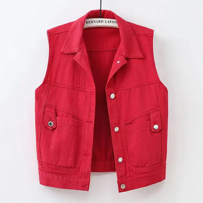 Variant image for Dam Casual Denimväst med Fickor Denim-1