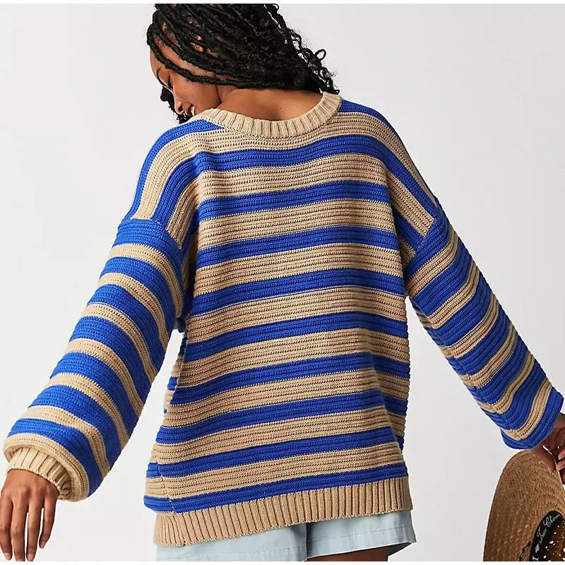 Variant image for Dam Tröja Långa Ärmar Randigt Mjuk Andningsbar Material-9