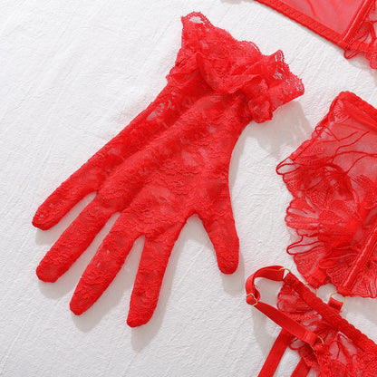 Damunderkläder Set Blommönster Polyester Snygga Underkläder Dam-5