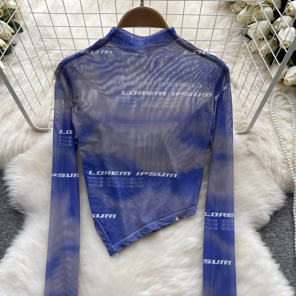 Dam Festtopp Transparent Elastisk Polyester Slim Fit-2