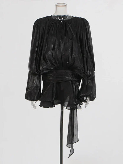 Variant image for Dam Miniklänning Draperad Polyester för Vardags och Fest-5