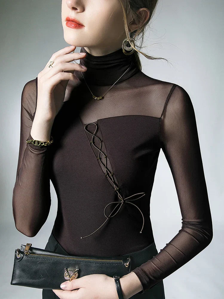 Kvinnors T-shirt Lång Ärmar Mjuk Polyesterblandning-5