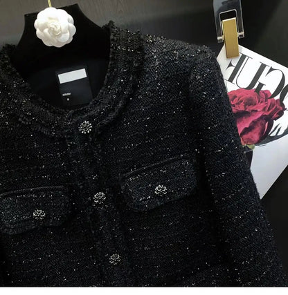 Dam Blazer Tweed Elegant Hög Kvalitet Polyester-2
