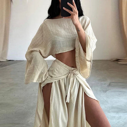 Dam Delbyxor Avslappnad Stil Bomull Polyester Linne-3