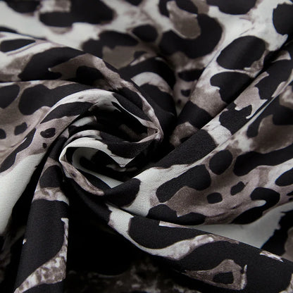 Dam Breda Byxor Leopardmönster Lätt Tyg-4