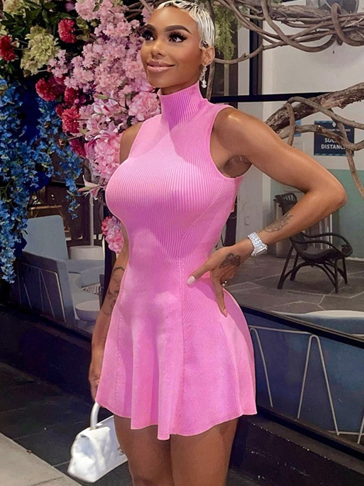 Variant image for Dam Miniklänning A-linjeformad Bomull Polyester Turtleneck-1