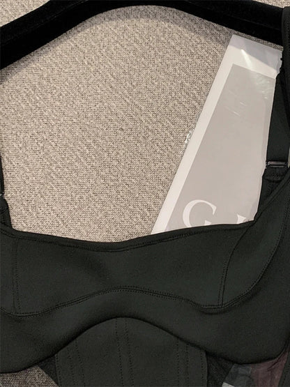 Dam Crop Top Enkel Design Polyester-5