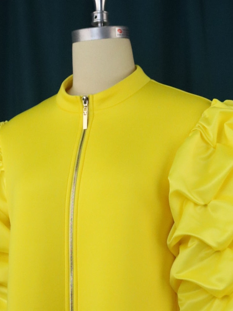 Dam Miniklänning Lätt Bomull Puffärmar Rak Skärning-4