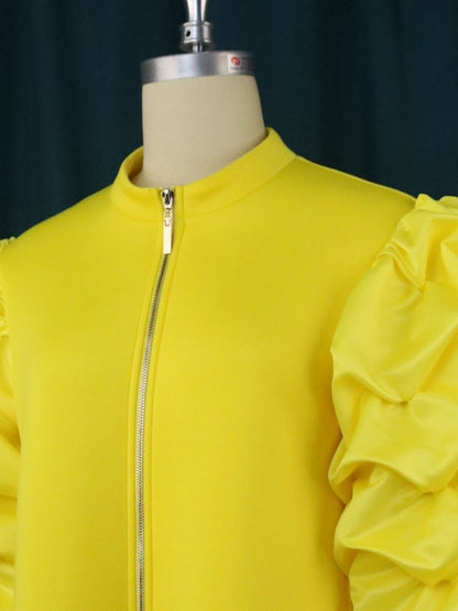 Dam Miniklänning Lätt Bomull Puffärmar Rak Skärning-4