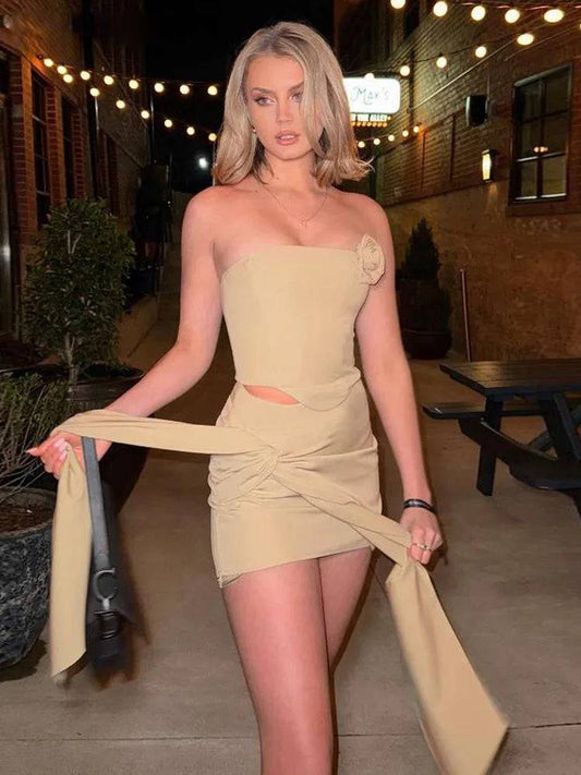 Dam Skivkjol Ermlös Topp Bodycon Spandex-1