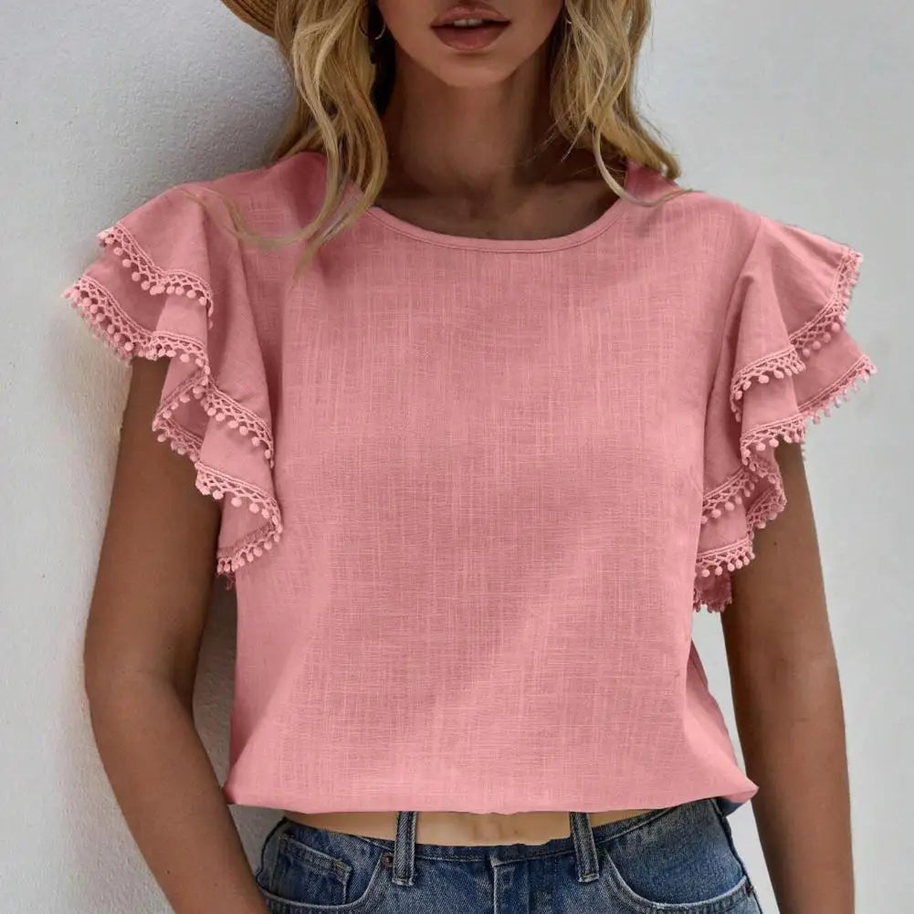 Variant image for Dam Blus Rufsade Ärmar Virkade Detaljer Polyester-6