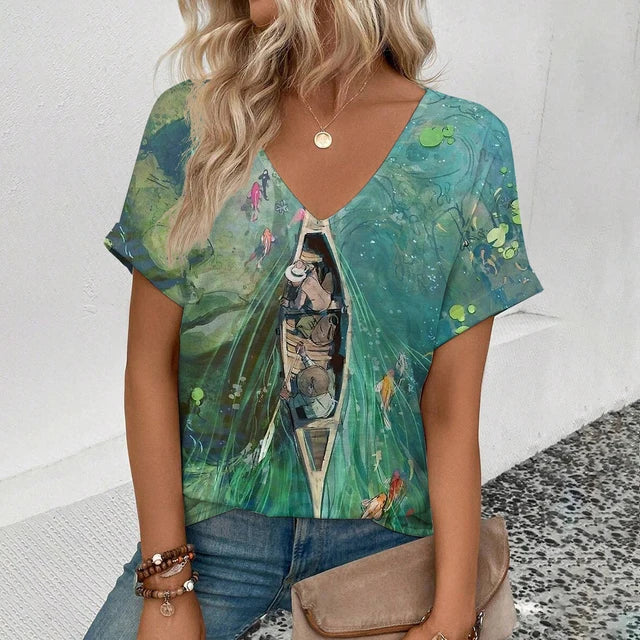 Variant image for Kvinnors Kort Blus Justerbar Ventilerad Bomull-25