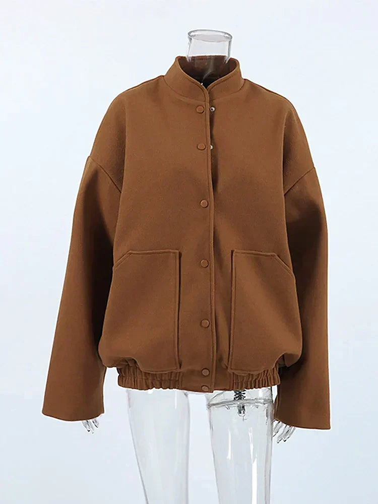 Kvinnoöverdimensionerad Ullrock Löst Snitt Mjuk-5