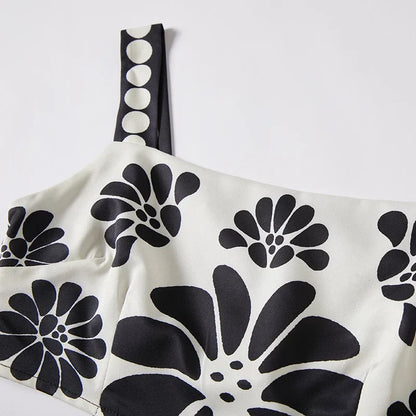 Damernas Sommarklänning Set i Polyester med Kjol och Top Ärmlös Midsommarklänning-4