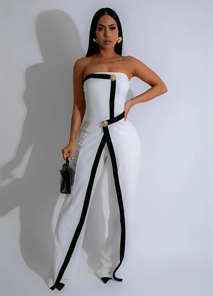 Dam Jumpsuit Elegant Mjuk Polyester Spandex-4