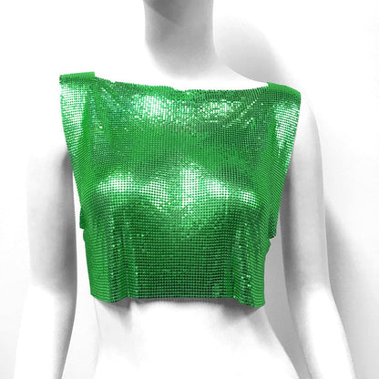 Dam Tanktop Kort Snitt med Paljetter Polyester och Linne 10