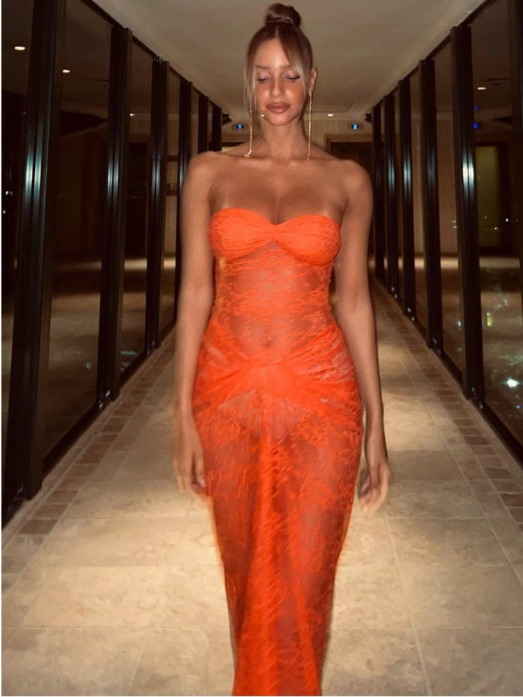 Maxiklänning Dam Utskurna Detaljer Spandex-3