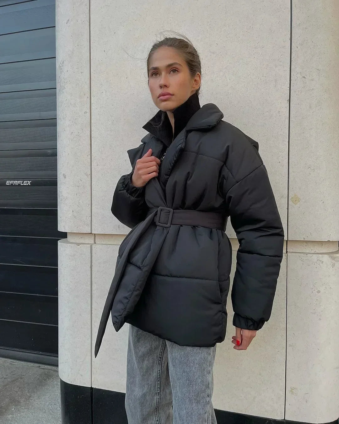Damjacka med Bälte Högkvalitativ Polyester Elegant Stil-3