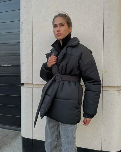 Damjacka med Bälte Högkvalitativ Polyester Elegant Stil-3