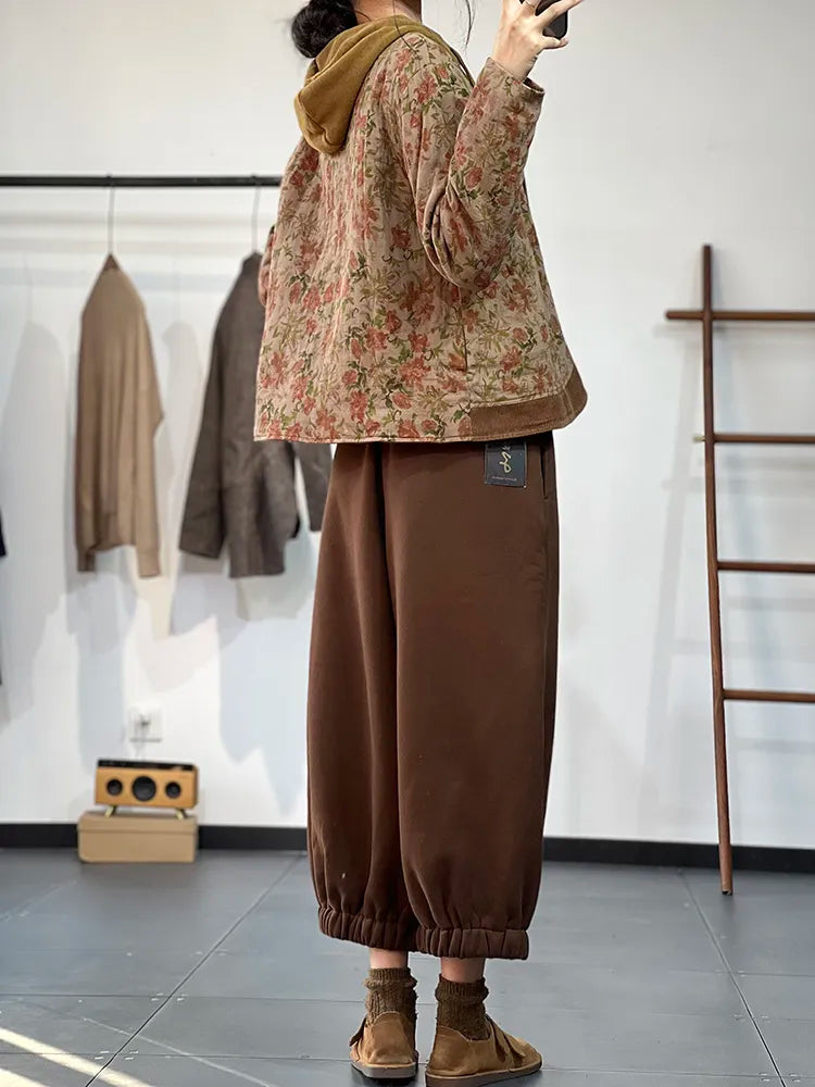 Damjacka Vintage Blommönster Vattentåligt Material-4