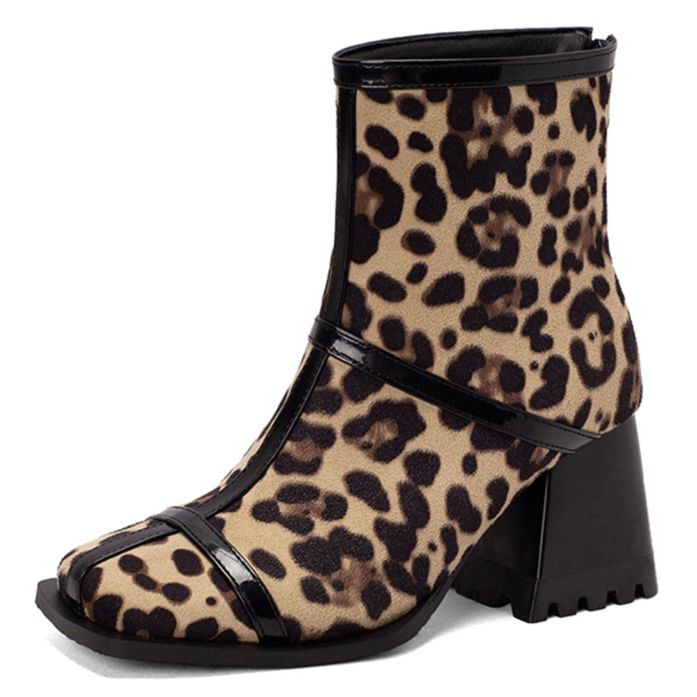 Variant image for Kvinnors Stövlar Mitten av Kalven Fyrkantig Tå PU-4