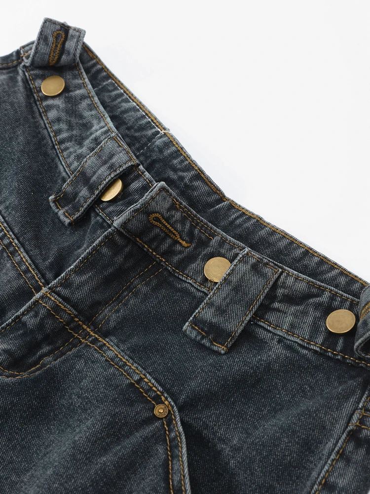 Dam Loose Jeans Trendig Regnbågsdesign Polyester och Bomull 4