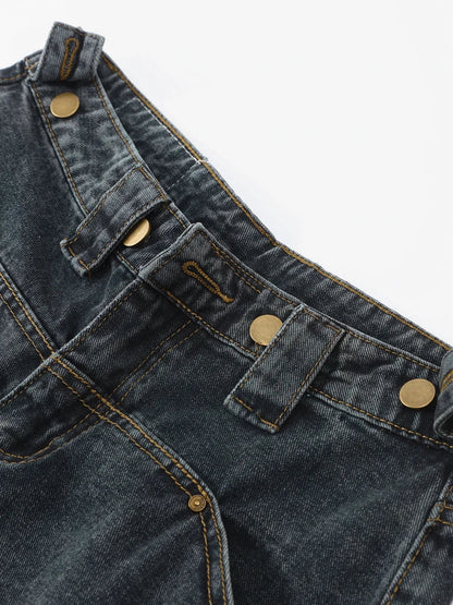 Dam Loose Jeans Trendig Regnbågsdesign Polyester och Bomull 4