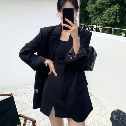 Dam Blazer Modern Design Lång i Bomull och Polyester 2