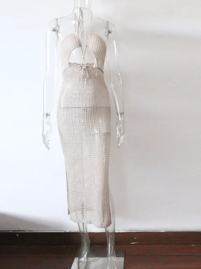 Maxiklänning Dam Monokrom Polyester Spandex Lång Klänning-4