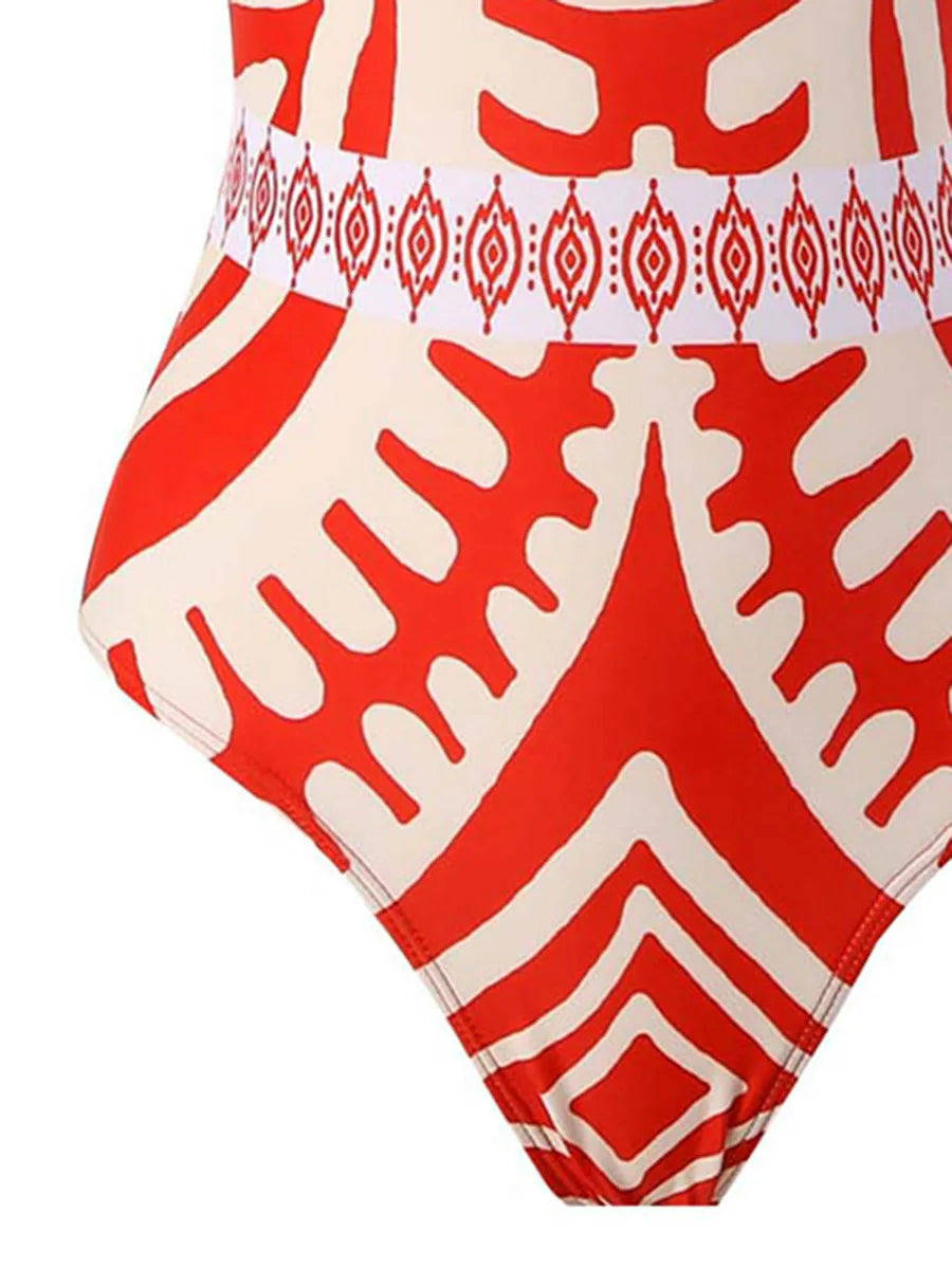 Dam Bikini Set Asymmetrisk Geometrisk Design Spandex Polyester-6