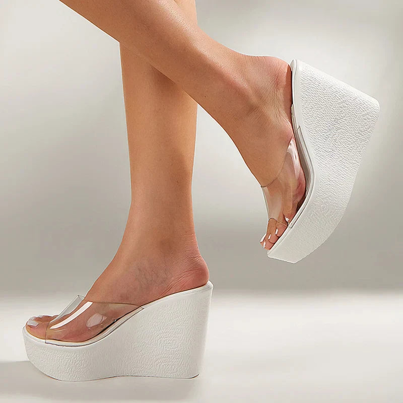 Kvinnors Kilar Sandaler Elegant PVC Med Hög Klack 11 cm-6