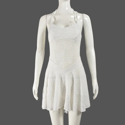 Kvinna Miniklänning A-linje Spaghetti Band Bomull Polyester-1