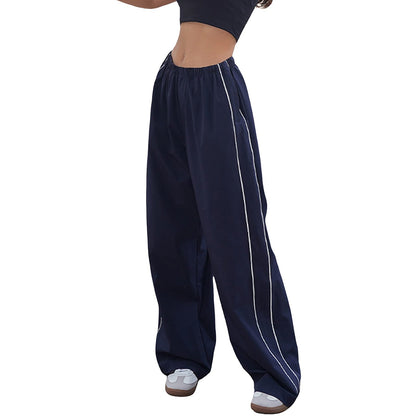 Damlastbyxor Y2K Elastiska Låg Midja Polyester-2