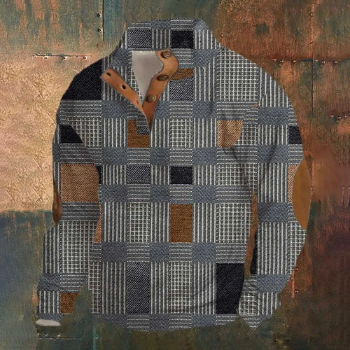 Herr Tröja Knappkrage Jacquard Mönster Högkvalitativ Bomull Polyester-1