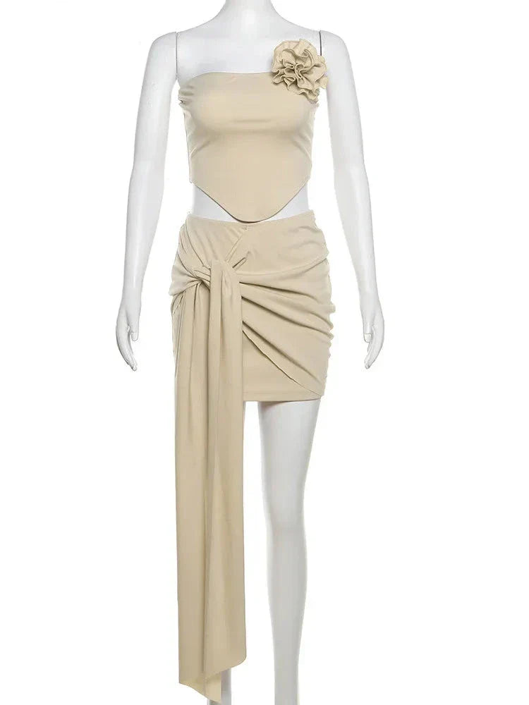 Dam Skivkjol Ermlös Topp Bodycon Spandex-5