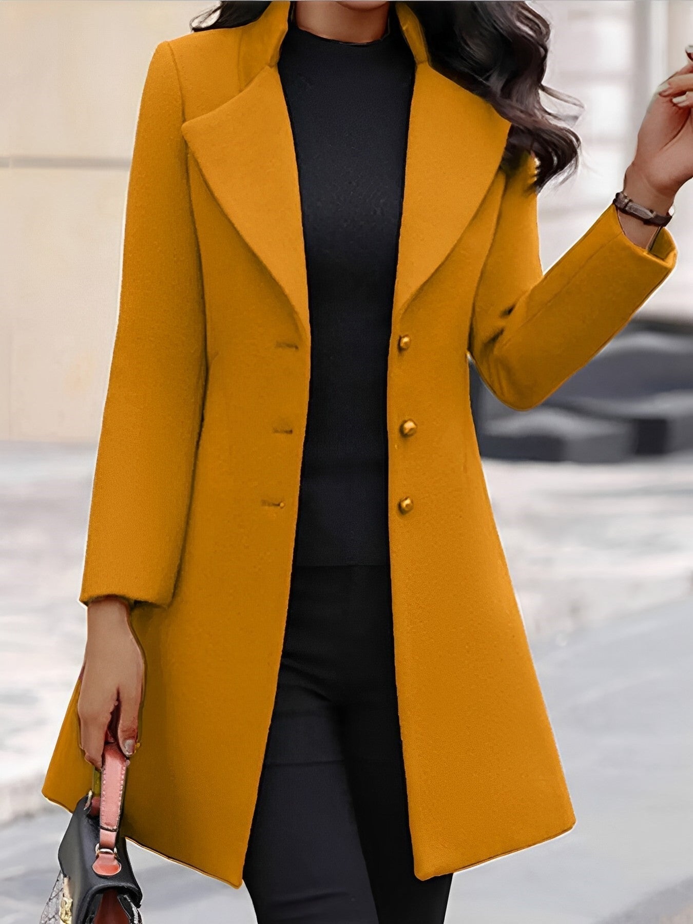Kvinnors Blazer Smal Passform Polyester-3