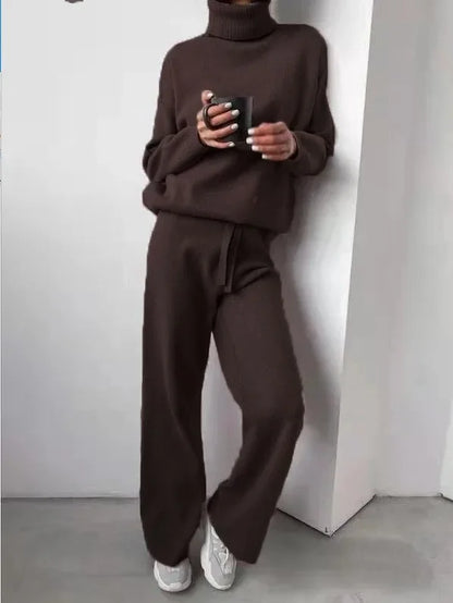 Matchande Set Dam Turtleneck Långärmad Stickad Siden Bomull 6