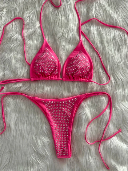 Dam Bikini Två Delar Polyester Spandex-5