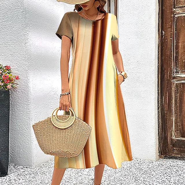 Dam Klänning Lätt Luftig Design 100% Bomull-3