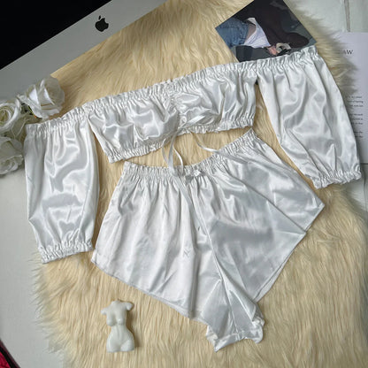 Variant image for Dam Pyjamas Set Kortärmad Polyester med Shorts för Avkoppling-4