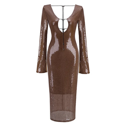 Variant image for Maxiklänning Dam Enfärgad Med Nät Accenter Polyester Elastan-17