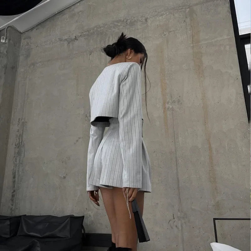 Långa Shorts Dam Randig Design Mjuk Bomull-5